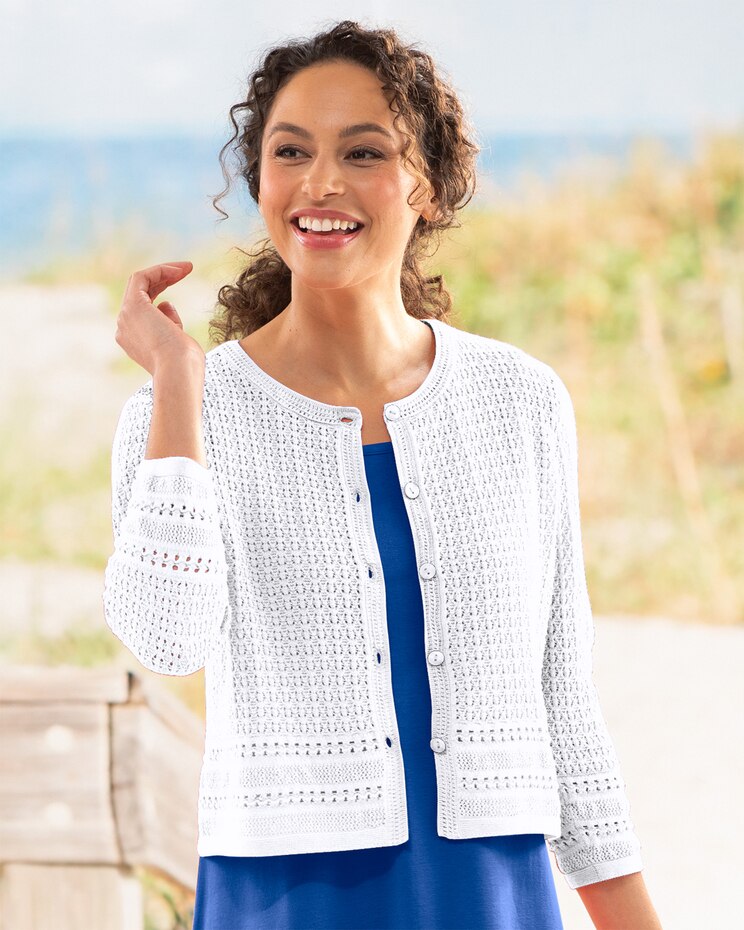 Mixed-Stitch Crochet Cardigan image number 1