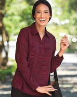 Silky Glen Plaid Long-Sleeve Blouse thumbnail number 1