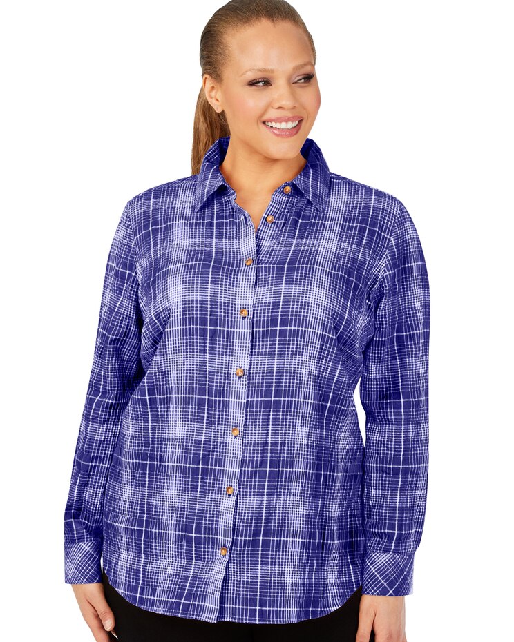 Foxcroft Rhea Long Sleeve Plaid Perfection Shirt image number 4