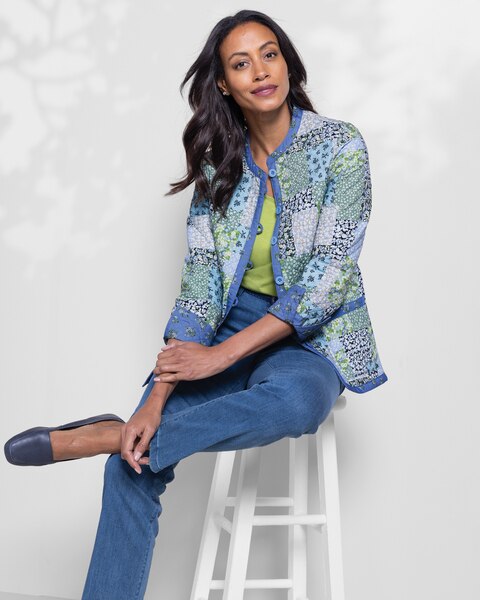 Zen Garden Reversible Quilted Jacket & DreamFlex Comfort-Waist Classic Straight Leg