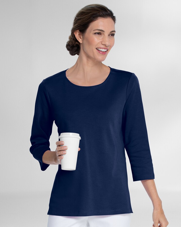 Essential Cotton Solid Jewelneck Tee image number 1