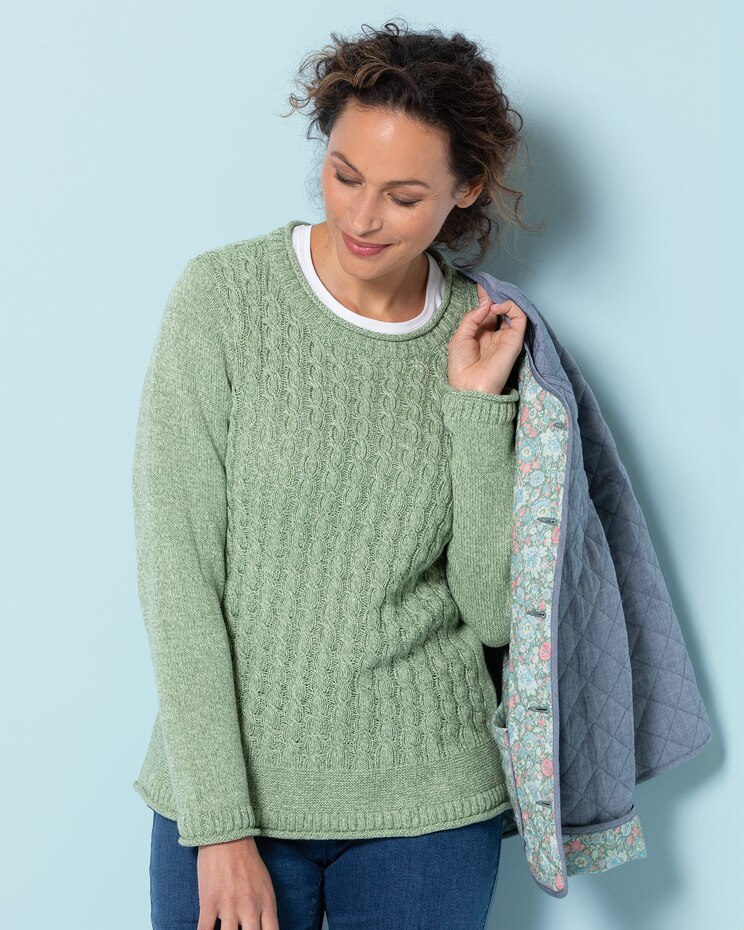 Diamond-Cable Cotton Rollneck Sweater image number 1
