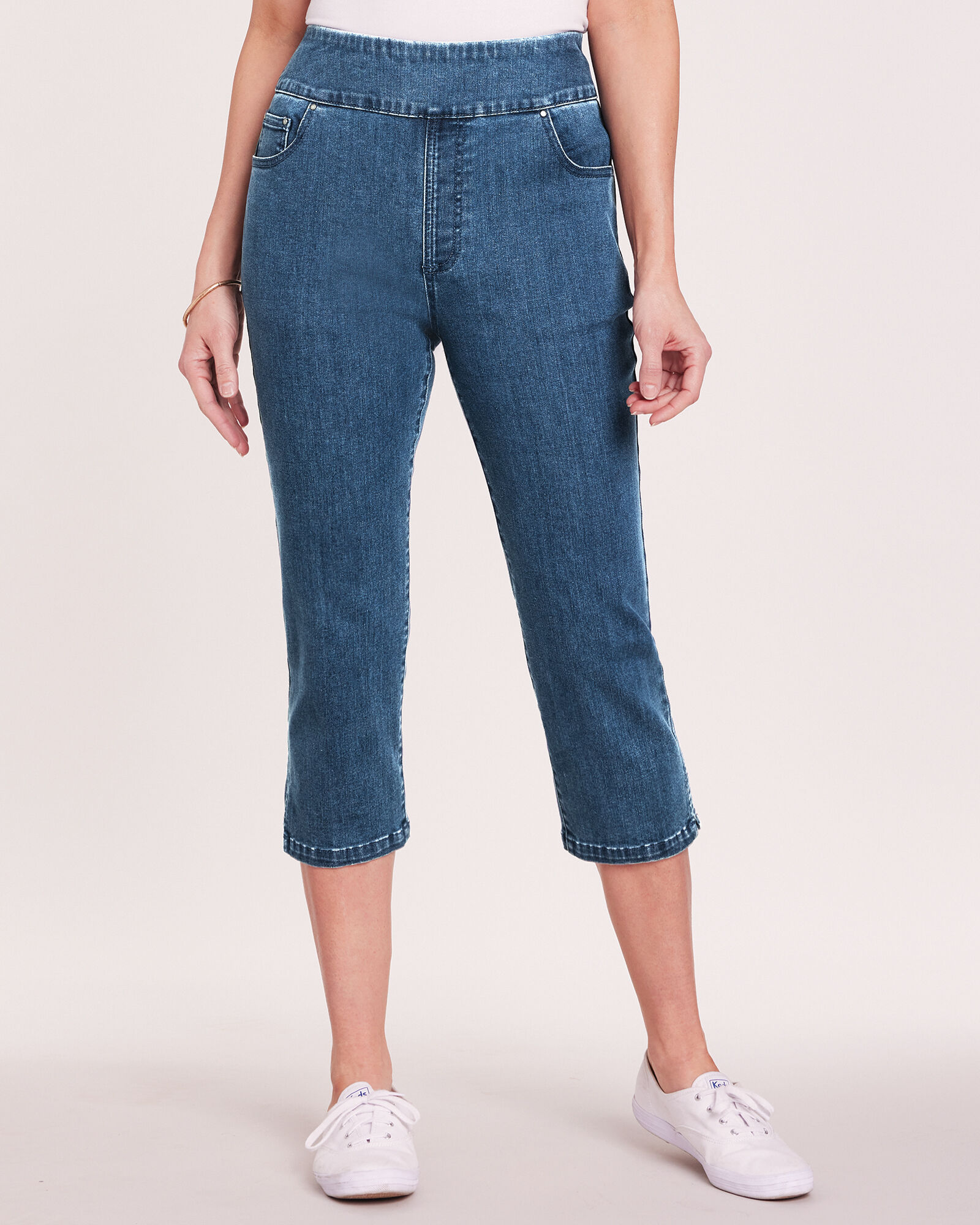 DenimEase Flat Waist Capris