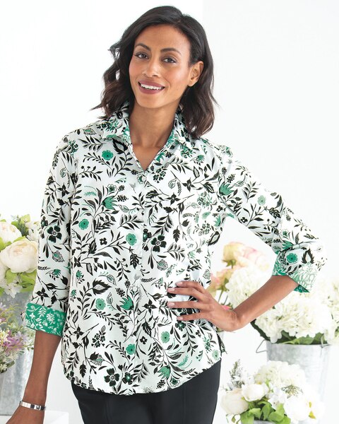 Foxcroft Jade Floral Non-Iron Shirt