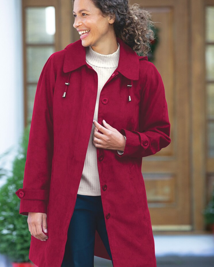 Three-Quarter Microsuede Hooded Balmacaan image number 1
