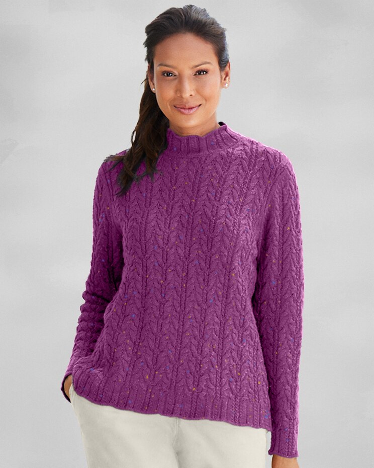 Donegal Braided Cabled Mockneck Sweater image number 1