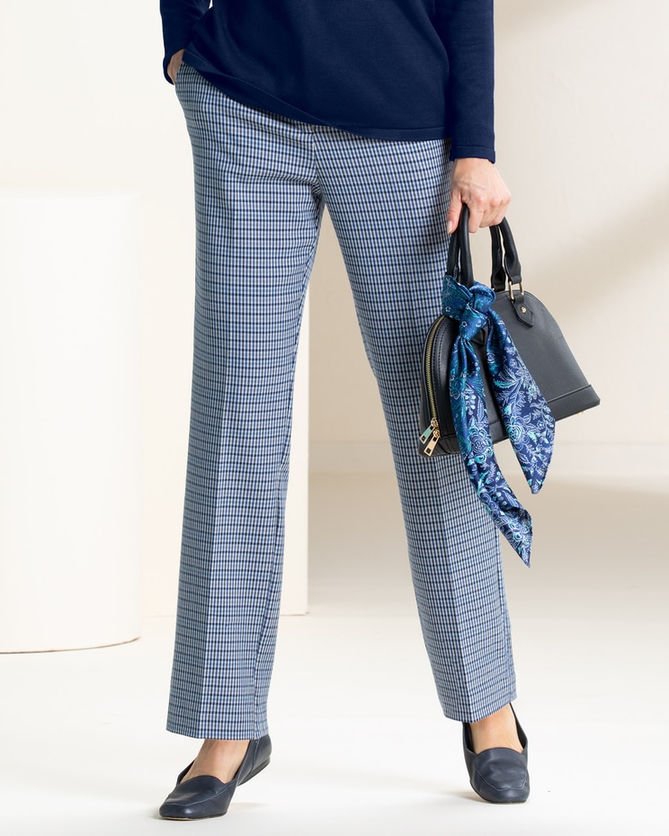 Washable Gabardine Mini Plaid Pants image number 1
