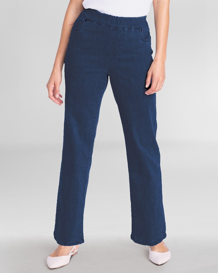 DreamFlex Denim Easy Pull-On Relaxed Straight Leg Jeans image number 1
