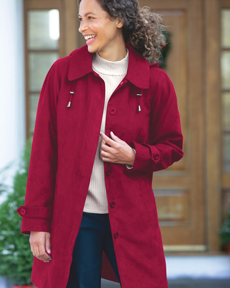 Three-Quarter Microsuede Hooded Balmacaan image number 1
