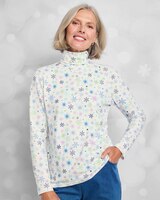 Prima™ Cotton Snowflake Print Turtleneck thumbnail number 1
