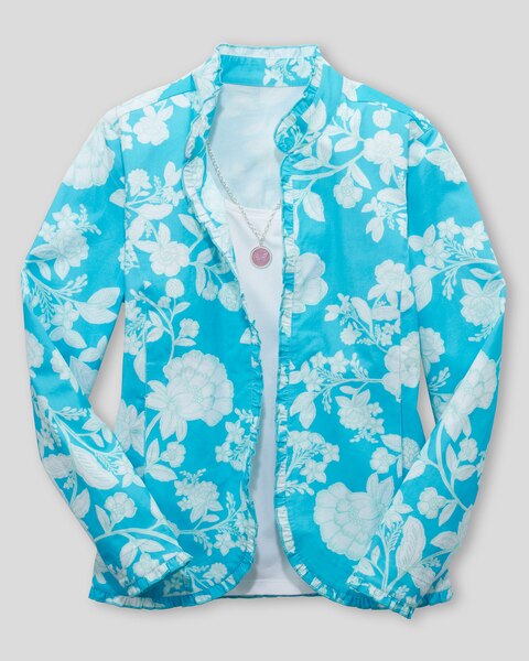 Hampton Floral Ruffle-Trim Jacket