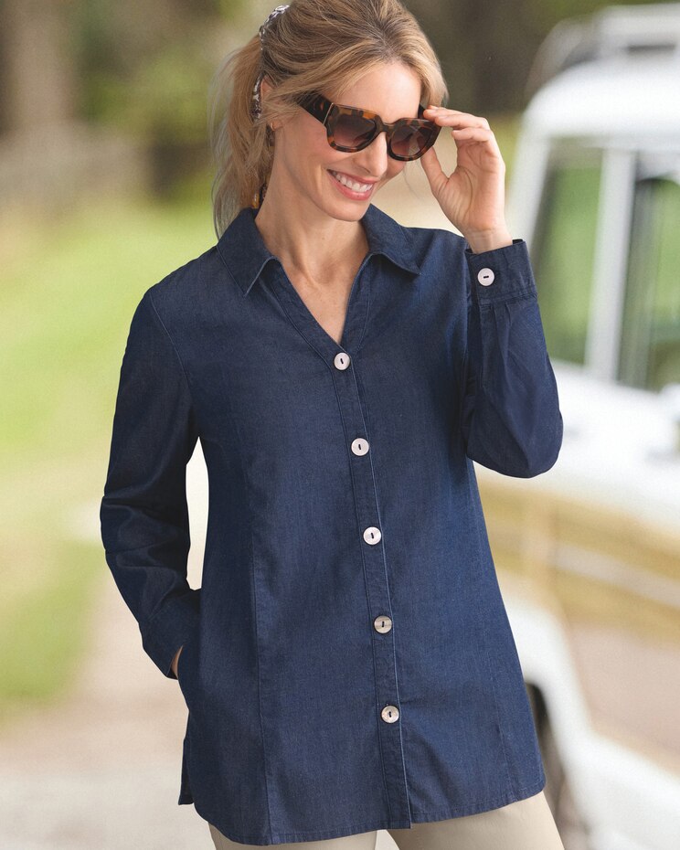 Tencel/Cotton Denim A-Line Tunic image number 1