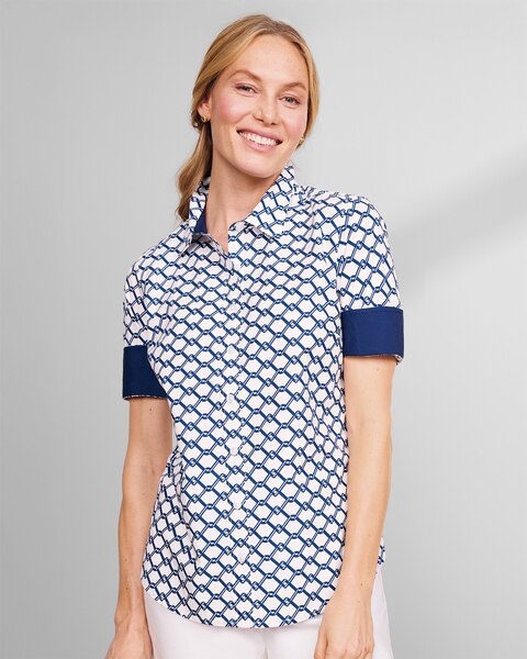 Chain-Print Short-Sleeve Shirt