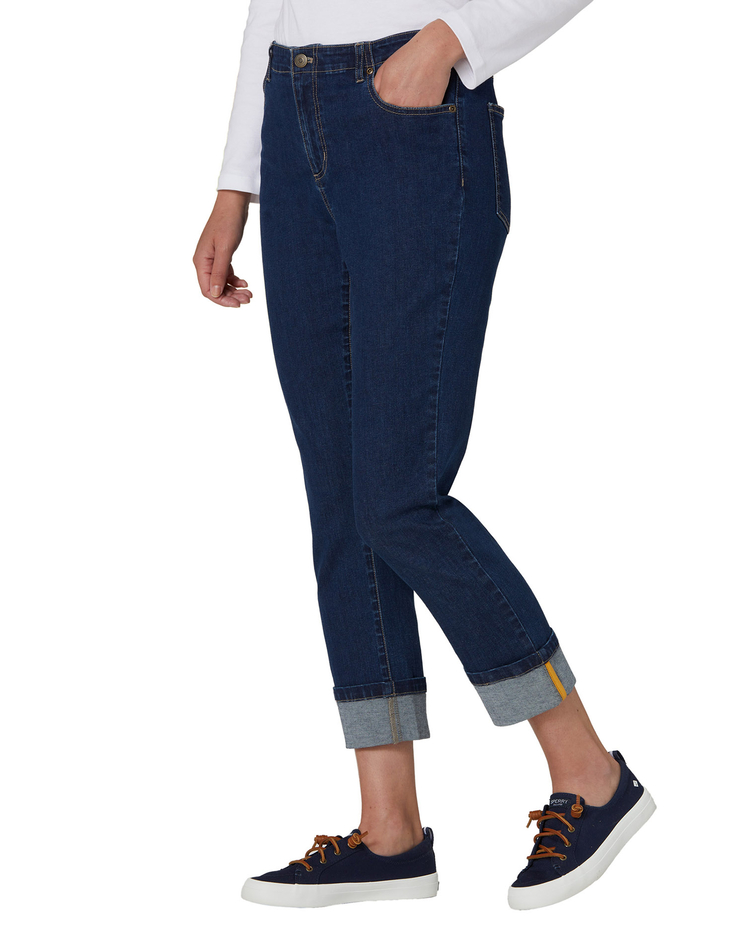 DreamFlex Denim Comfort-Waist Cuffed Jeans image number 1