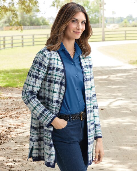Highland Plaid Long Cardigan