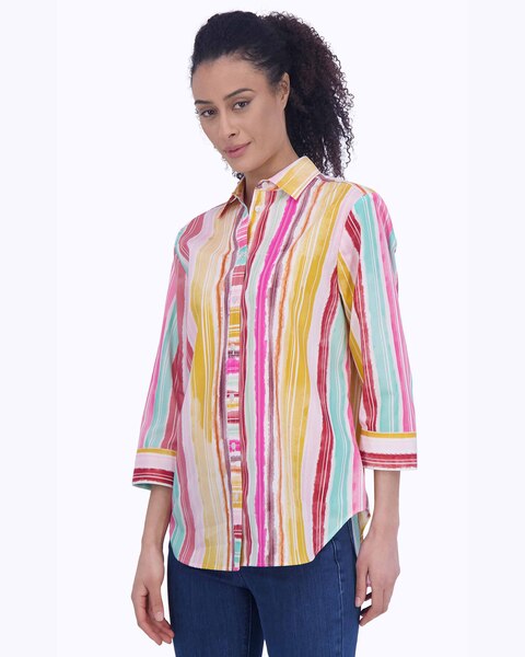Boyfriend Watercolor Stripe Shirt