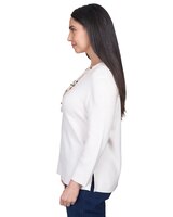 Alfred Dunner® Autumn Weekend Solid Texture Split Hem Sweater with Necklace thumbnail number 3