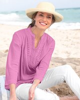 Easy-Breezy Crochet-Trim Tunic thumbnail number 1