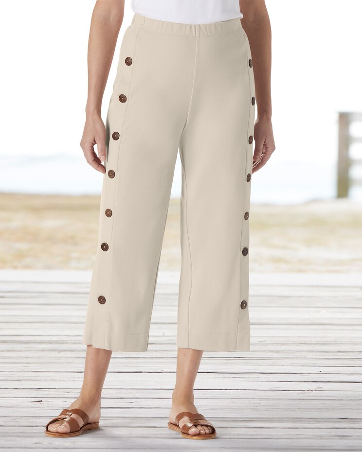 Sahara Side-Button Knit Capris image number 1