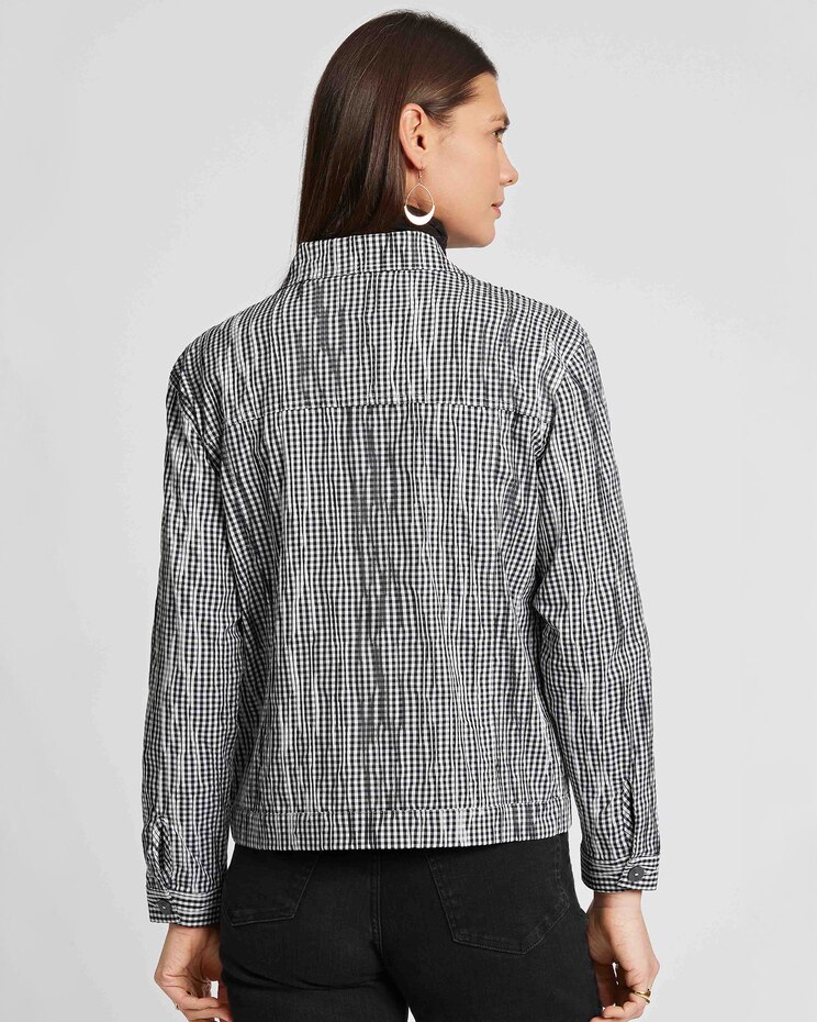 Foxcroft Thelma Mini Gigham Crinkle Jean Jacket image number 6