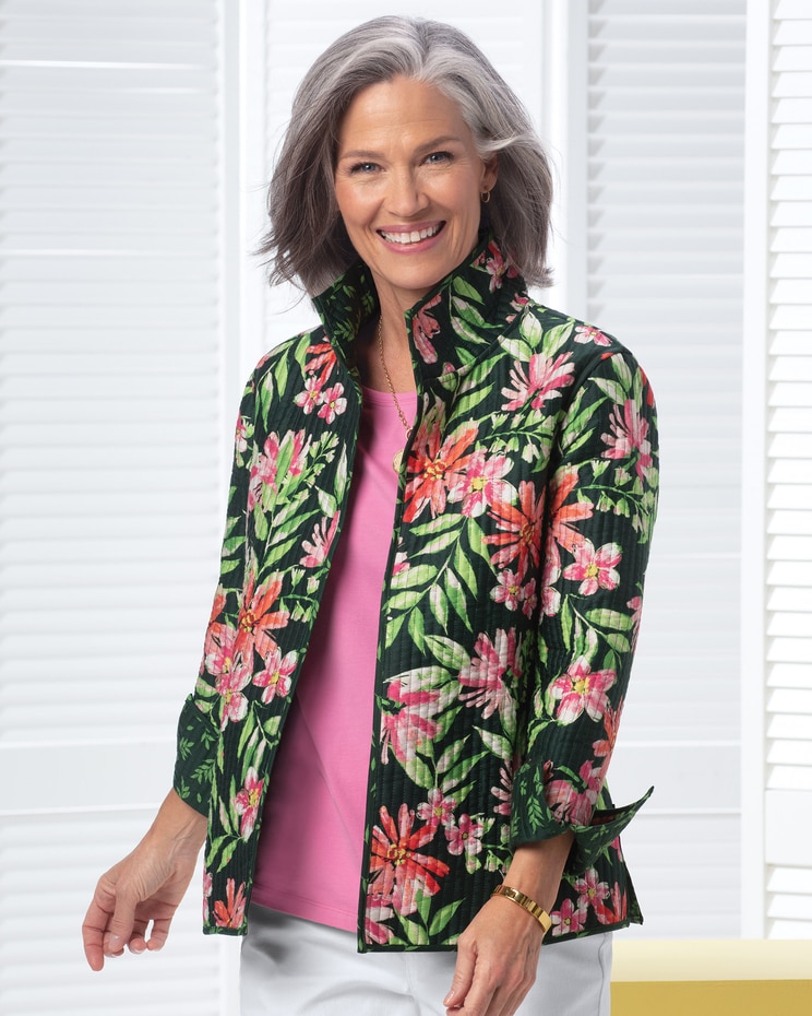 Limited-Edition Tropical Garden Reversible Quilted Jacket image number 1