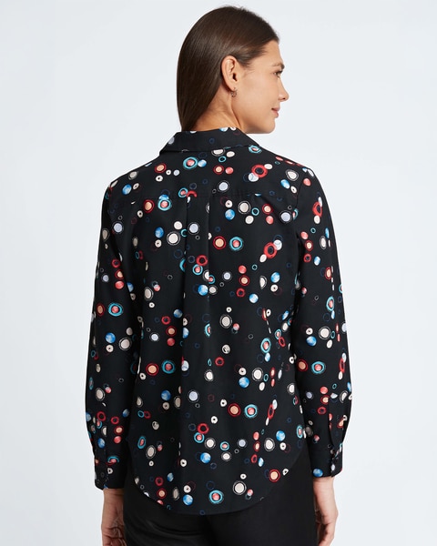Foxcroft Charlie Multicolor Dot With Border Shirt