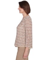 Alfred Dunner® Charm School Space Dye Textured Top With Necklace thumbnail number 4