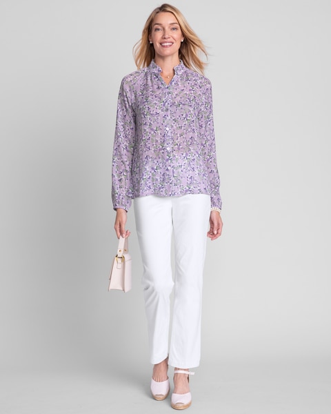 Lavender Fields Ruffle-Neck Blouse
