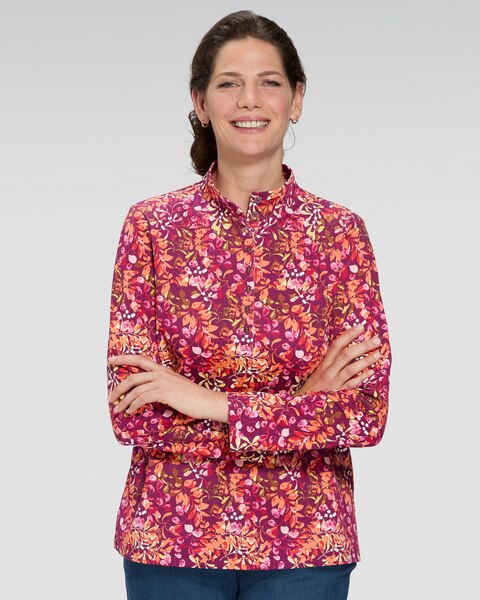 Essential Cotton Floral Mockneck Henley