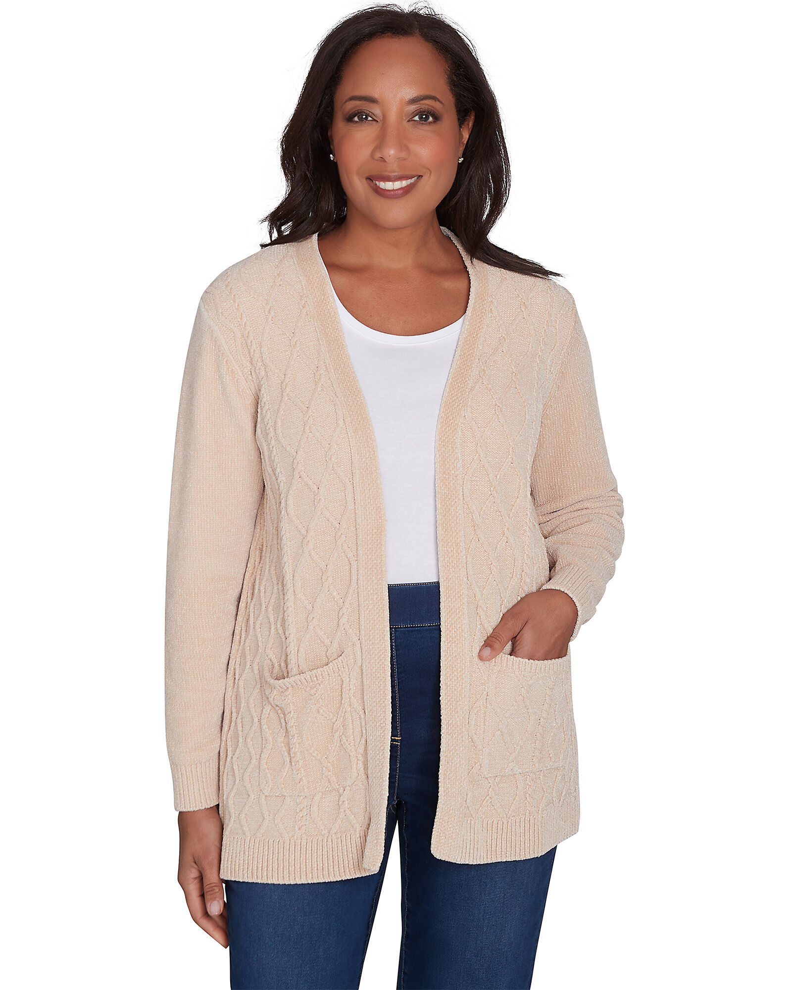 Alfred Dunner Classics Chenille Cardigan with Pockets Appleseed s