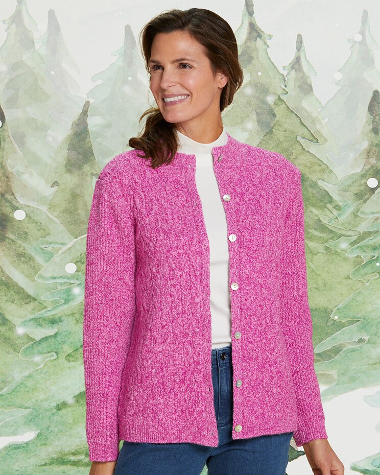 Cable & Shaker Mockneck Cardigan image number 1
