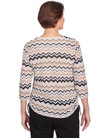 Alfred Dunner® Neutral Territory Diagonal Texture Drawstring Hem Top thumbnail number 2