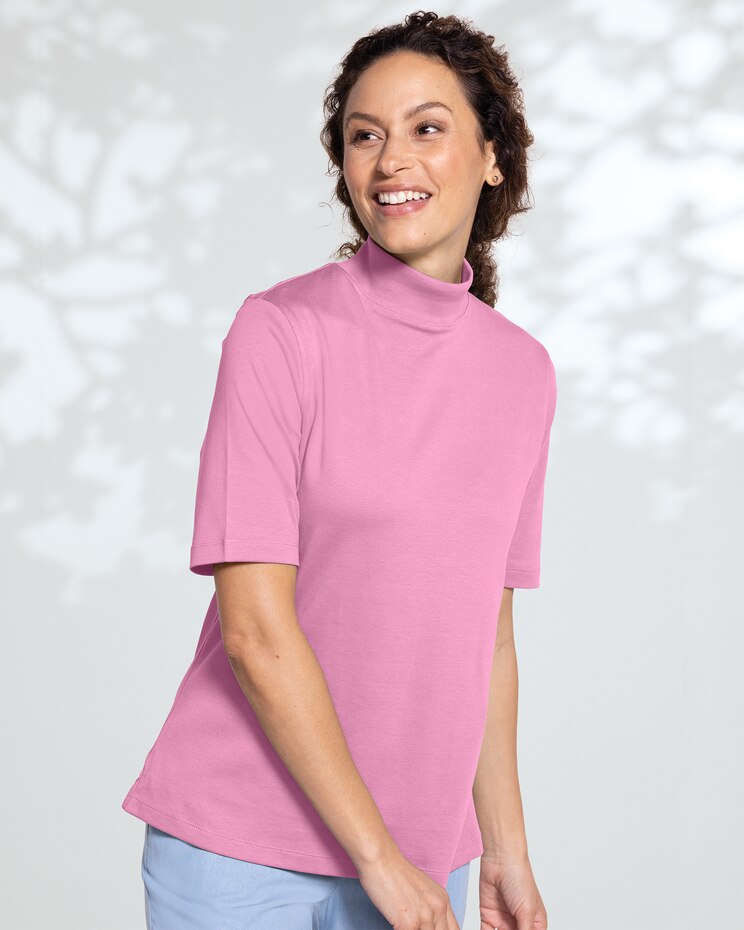 Essential Cotton Elbow-Sleeve Mockneck image number 1