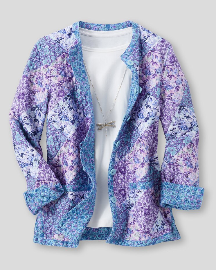Floral Patchwork Reversible Quilted Jacket image number 3