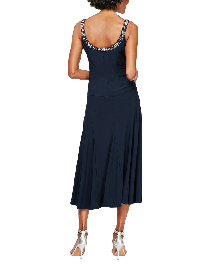 Matte Jersey Jacket Dress with Sequin Beaded Trim image number 4