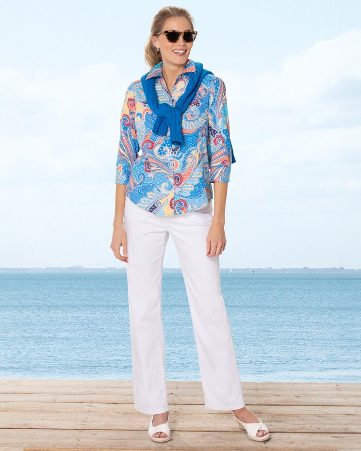 Foxcroft® Non-Iron Summer Paisley Shirt image number 2