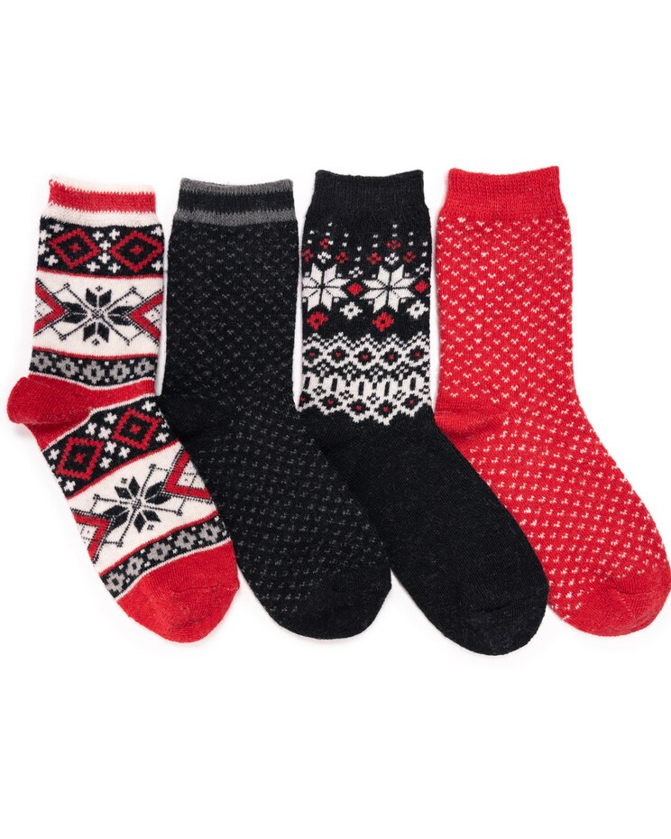 MUK LUKS® Womens Holiday Boot Socks 4Pr Pack image number 1