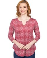 Ruby Rd® Diamond Puff Print Draped Knit Top thumbnail number 1