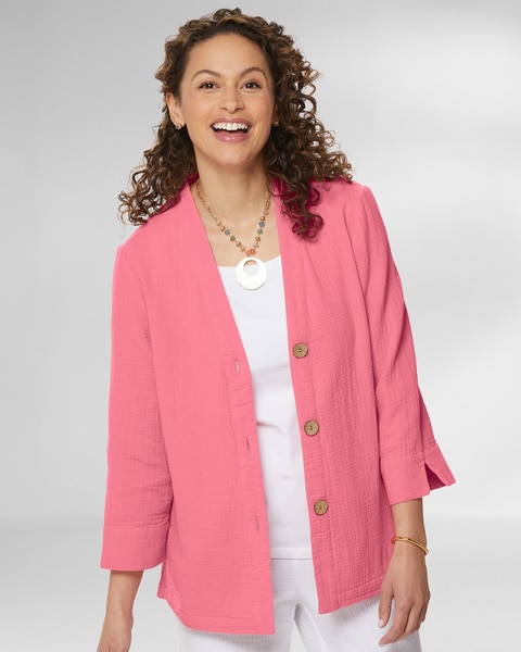 Nantucket Textured-Cotton Relaxed Jacket