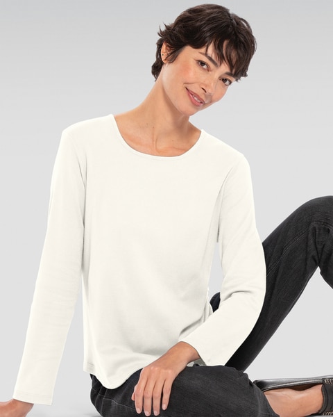 Coastal Cotton Long-Sleeve Solid Scoopneck Tee