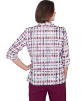 Alfred Dunner® Classics Plaid Cuffed Sleeve Button Down Top thumbnail number 2