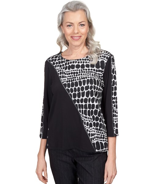 Alfred Dunner® World Traveler Spliced Animal Print 3/4 Sleeve Top