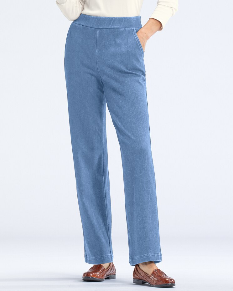 Classic Knit Denim Straight Leg Pants image number 1