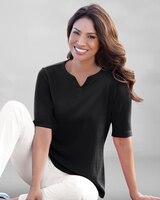 Coastal Cotton Elbow-Sleeve Notch-Neck thumbnail number 1