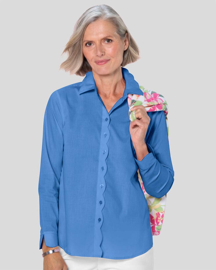 Foxcroft® Scallop-Edge Non-Iron Shirt image number 1