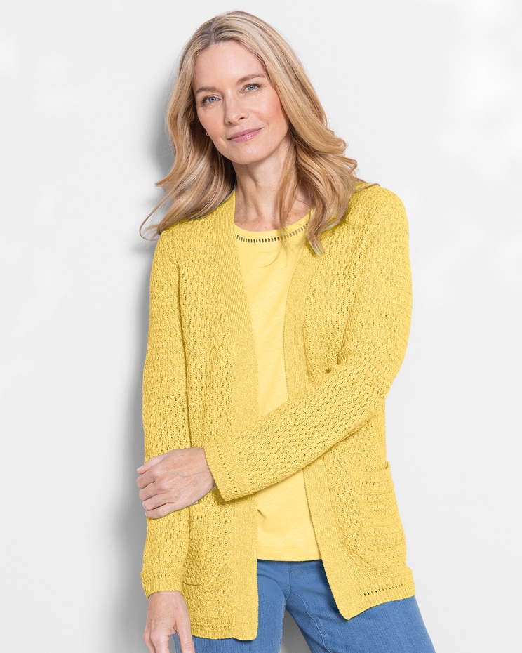 Linen/Cotton Basketweave Cardigan image number 1