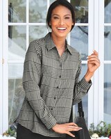 Silky Glen Plaid Long-Sleeve Blouse thumbnail number 1