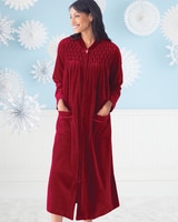 Velour Smocked Robe thumbnail number 1