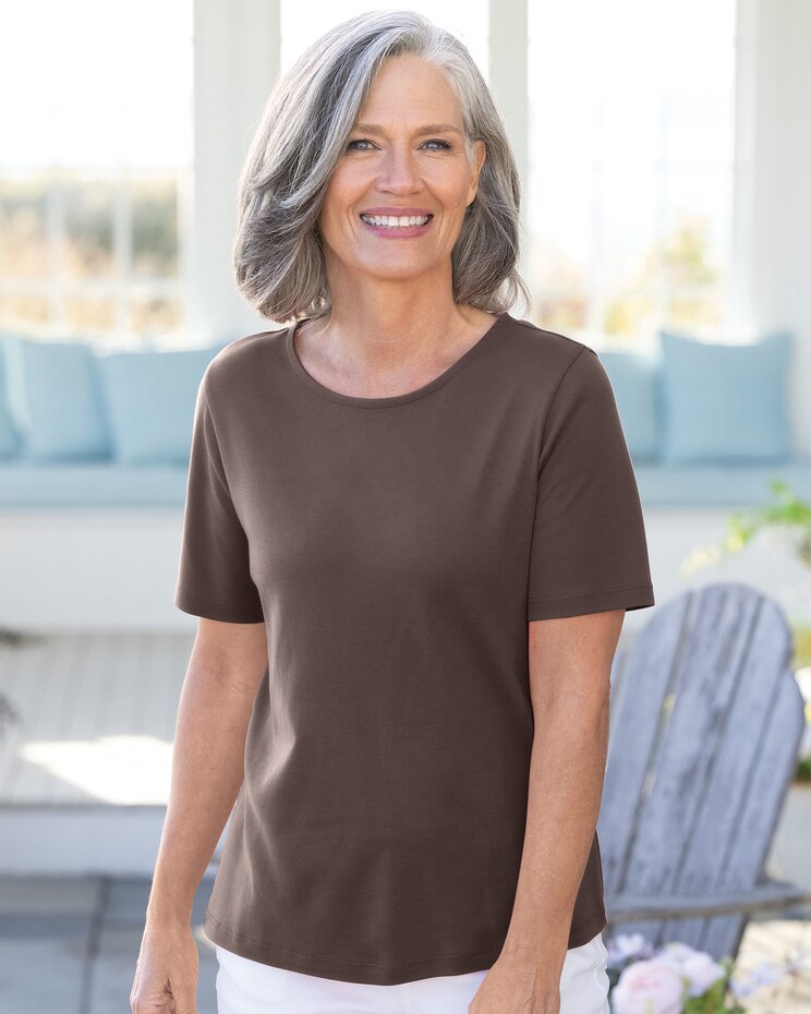 Coastal Cotton Short-Sleeve Jewelneck Tee image number 1