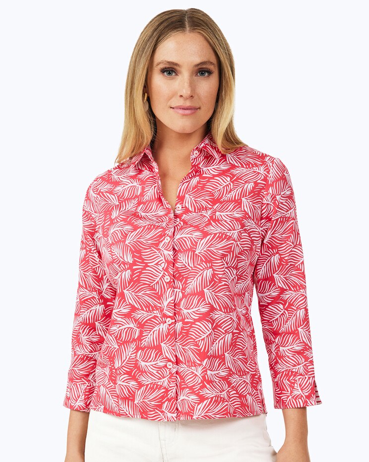 Lucie 3/4 Sleeve Beach Leaves Blouse image number 1